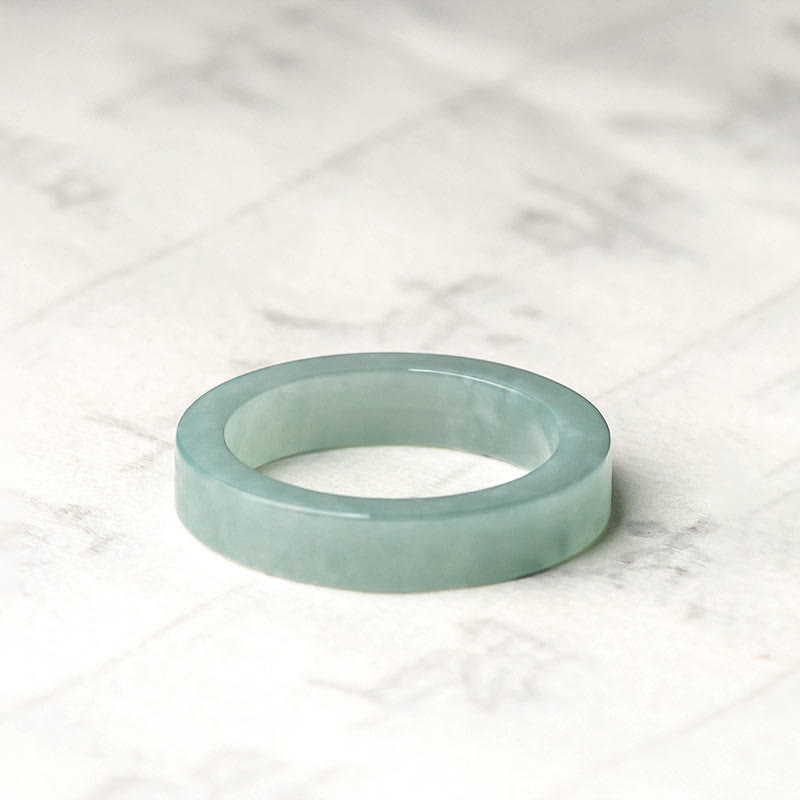 Buddha Stones Natural Jade Prosperity Luck Ring - Square - 21mm - image 8