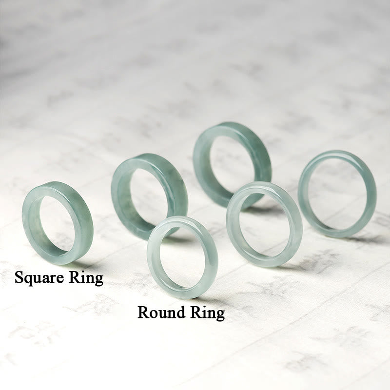 Buddha Stones Natural Jade Prosperity Luck Ring - image 1