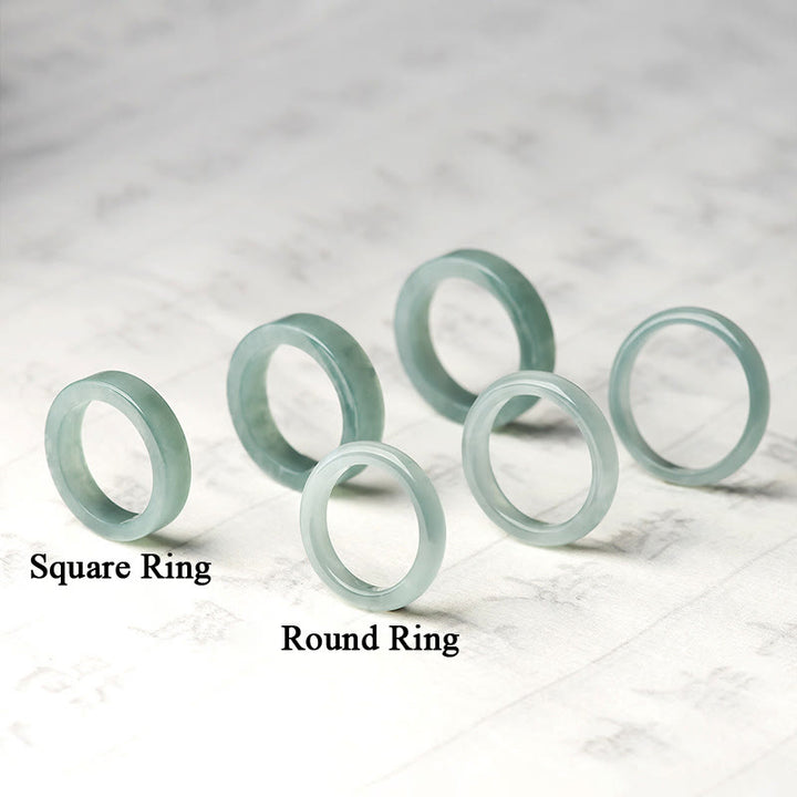 Buddha Stones Natural Jade Prosperity Luck Ring - image 1