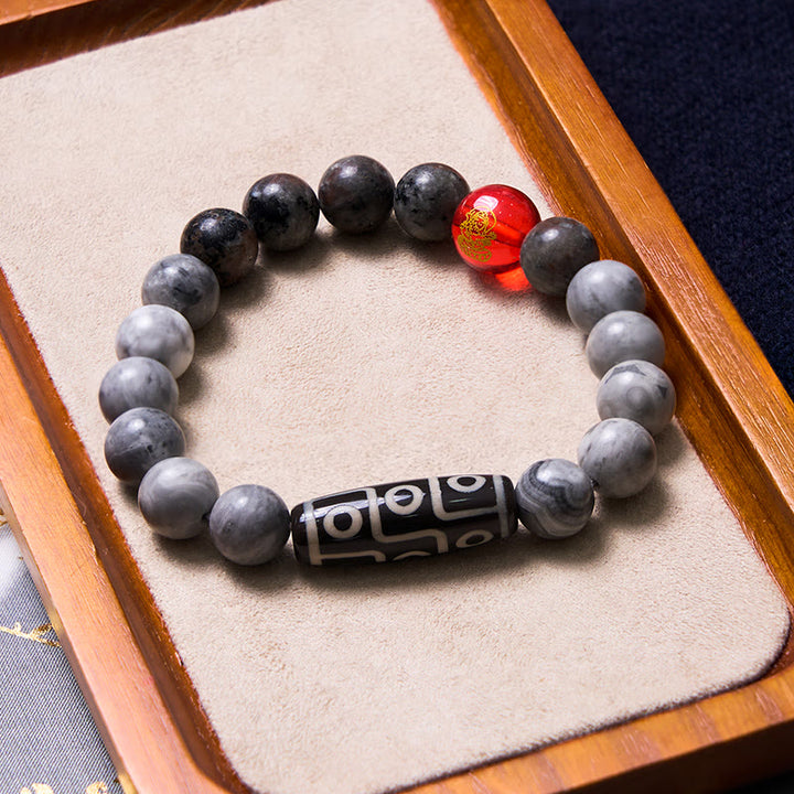 Buddha Stones Tibetan Nine-Eye Dzi Bead Picasso Jasper Positive Bracelet - image 4
