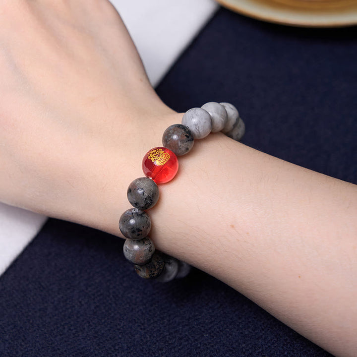 Buddha Stones Tibetan Nine-Eye Dzi Bead Picasso Jasper Positive Bracelet - image 5