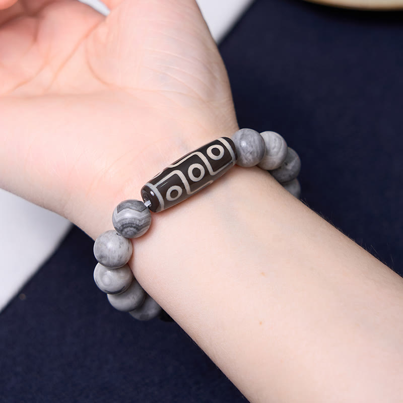 Buddha Stones Tibetan Nine-Eye Dzi Bead Picasso Jasper Positive Bracelet - image 6