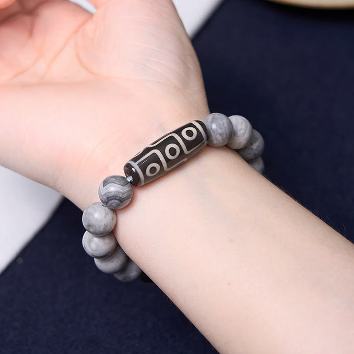 Buddha Stones Tibetan Nine-Eye Dzi Bead Picasso Jasper Positive Bracelet - image 6