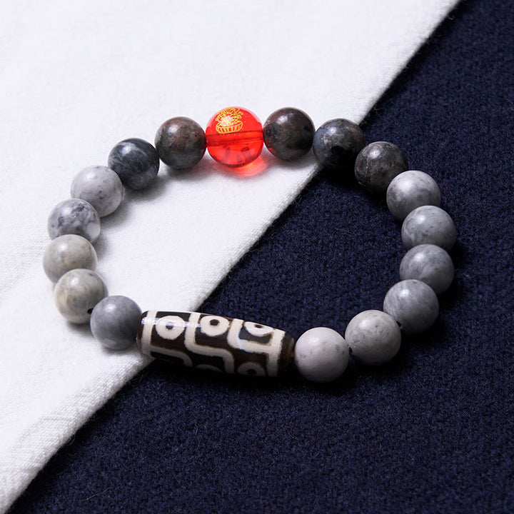 Buddha Stones Tibetan Nine-Eye Dzi Bead Picasso Jasper Positive Bracelet - image 2
