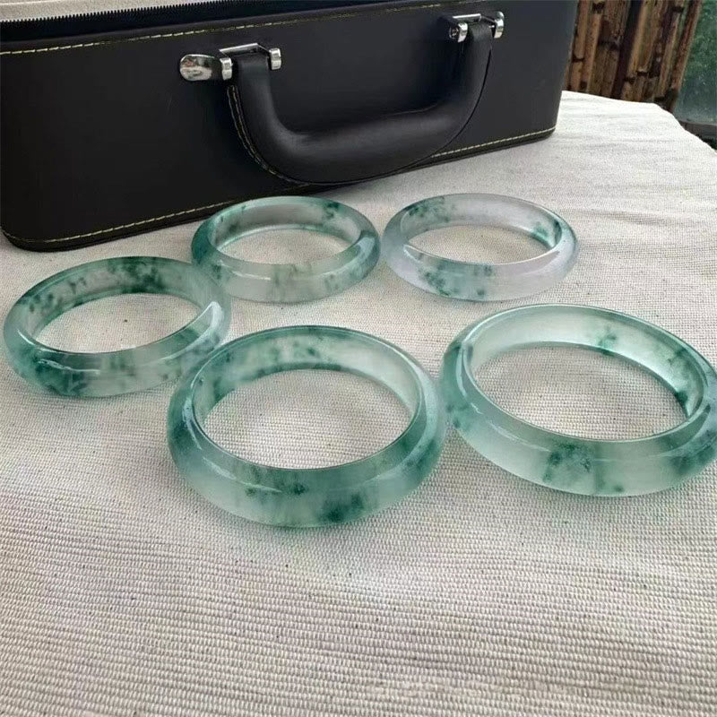 Buddha Stones Natural Jade Floating Flower Luck Bracelet Bangle - image 9