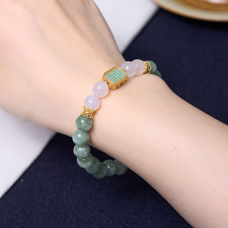 Buddha Stones Promote New Beginnings Mint Green Jade Bracelet Bangle Bundle - image 5