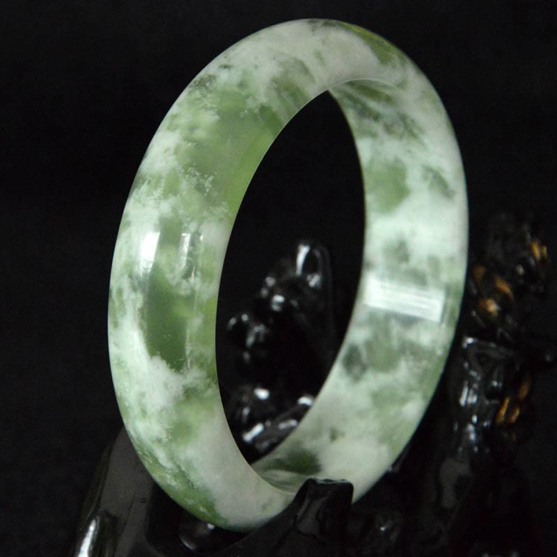 Buddha Stones Natural Jade Luck Prosperity Bracelet Bangle - 60-62mm - image 0