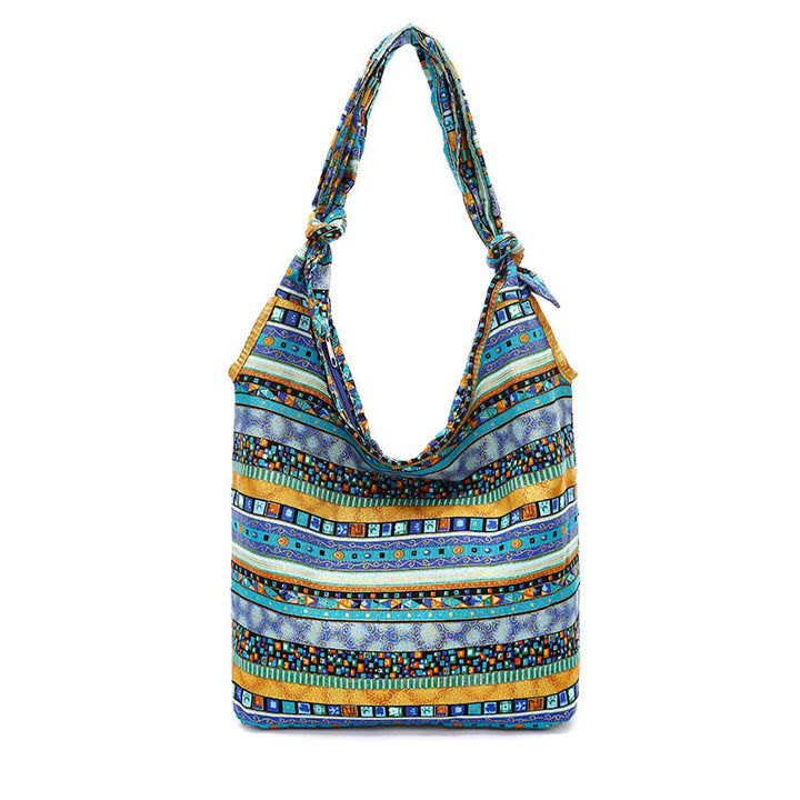 Buddha Stones Cotton Stripes Crossbody Bag Shoulder Bag - Blue Stripes 30*11*30cm - image 2