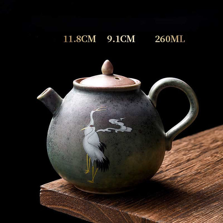 Buddha Stones White Crane Cloud Chinese Gongfu Tea Ceramic Kung Fu Teapot - Water Drop Pattern Teapot 11.8cm*9.1cm*260ml - image 4