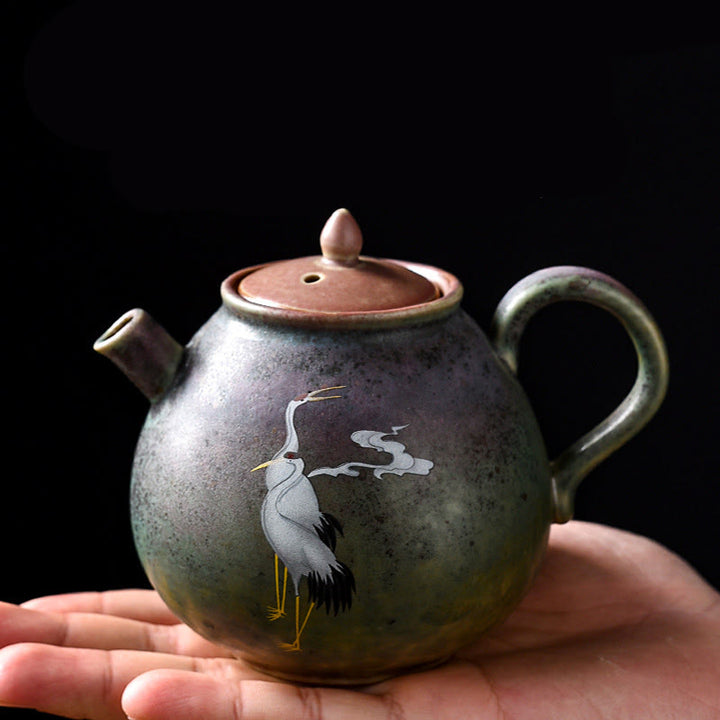 Buddha Stones White Crane Cloud Chinese Gongfu Tea Ceramic Kung Fu Teapot - image 12