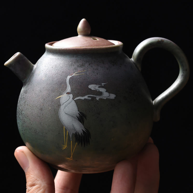 Buddha Stones White Crane Cloud Chinese Gongfu Tea Ceramic Kung Fu Teapot - image 5