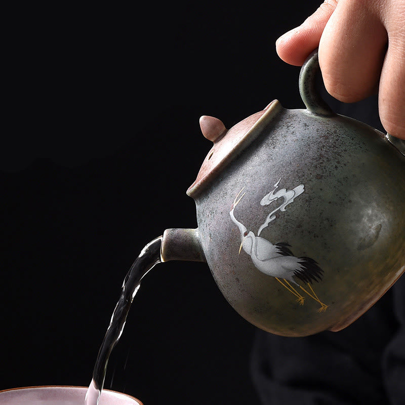 Buddha Stones White Crane Cloud Chinese Gongfu Tea Ceramic Kung Fu Teapot - image 9