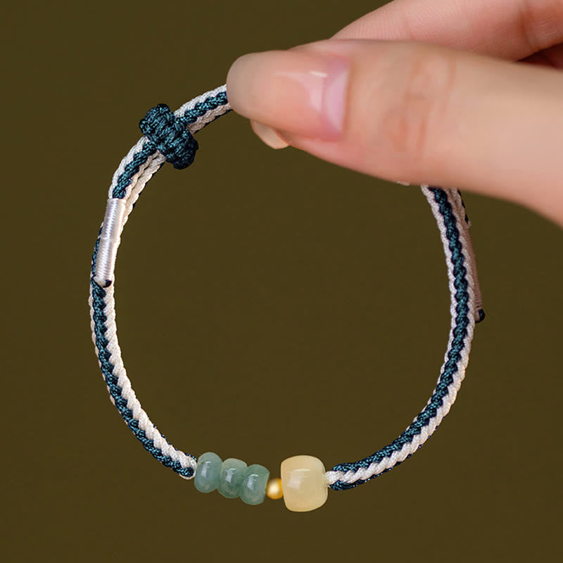 Buddha Stones 925 Sterling Silver Hetian Jade Bead Abundance Braided Rope Bracelet - image 10