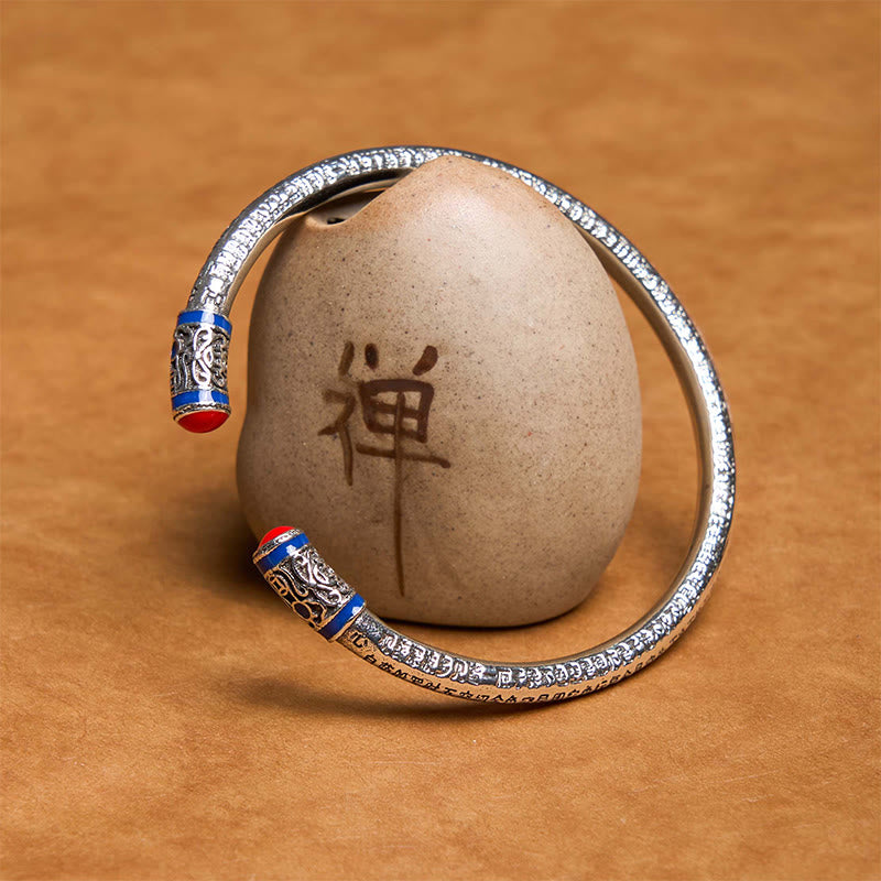 Buddha Stones Heart Sutra Carved Copper Coins Healing Bracelet Bangle - image 1