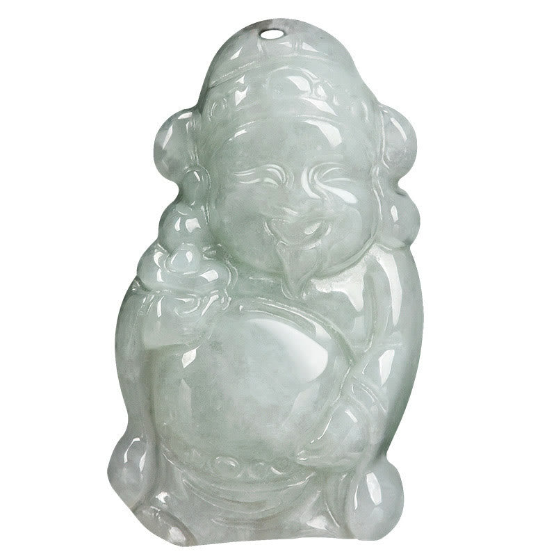 Buddha Stones Natural Jade Chinese God of Wealth Caishen Ingot Luck Necklace Pendant - image 9
