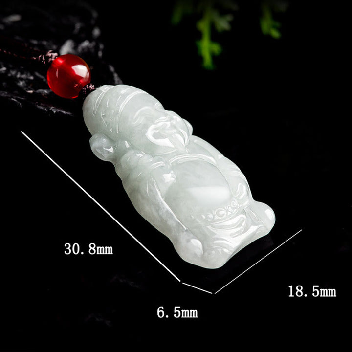 Buddha Stones Natural Jade Chinese God of Wealth Caishen Ingot Luck Necklace Pendant - image 8