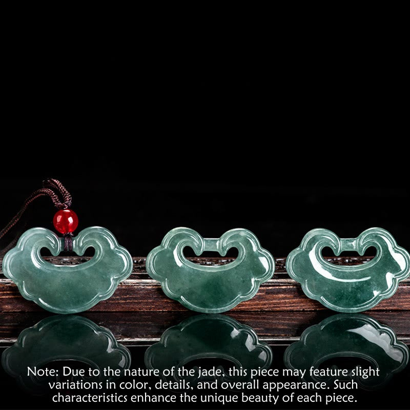 Buddha Stones Natural Green Jade Chinese Lock Charm Luck Necklace Pendant - image 6