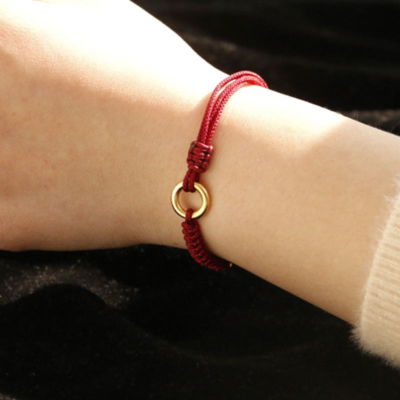 Buddha Stones Alloy Peace Buckle Luck Red String Bracelet - image 3