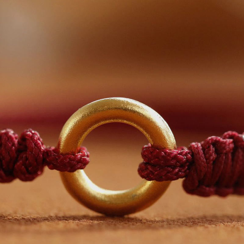Buddha Stones Alloy Peace Buckle Luck Red String Bracelet - image 2