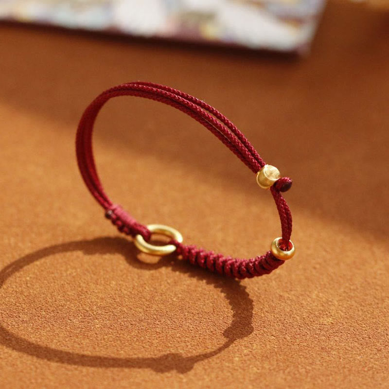 Buddha Stones Alloy Peace Buckle Luck Red String Bracelet - image 1