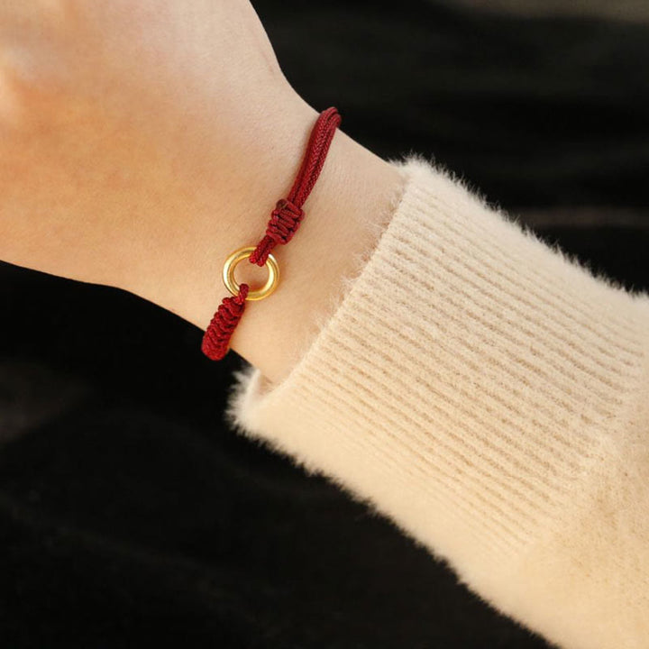 Buddha Stones Alloy Peace Buckle Luck Red String Bracelet - image 4
