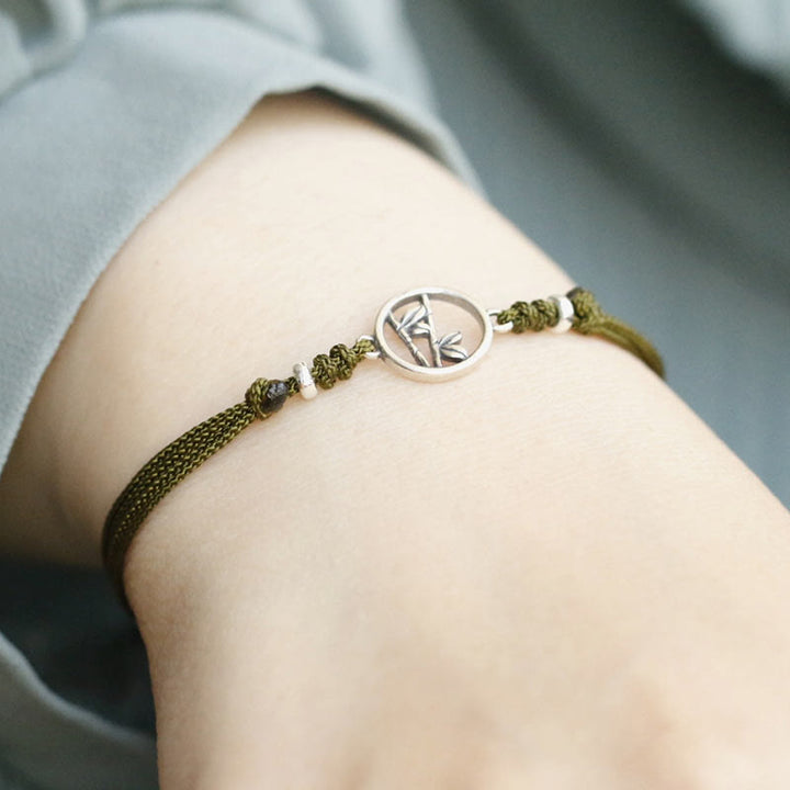 Buddha Stones 925 Sterling Silver Bamboo Luck String Bracelet - image 4