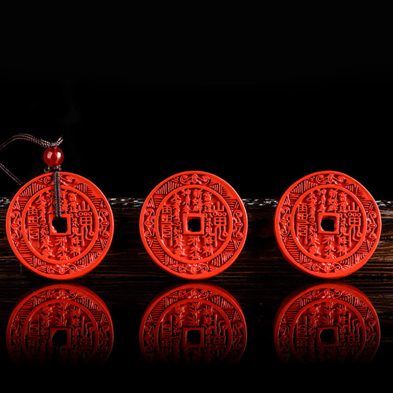 Buddha Stones Natural Cinnabar Mountain Ghosts Spend Money Bagua Design Blessing Necklace Pendant - image 6