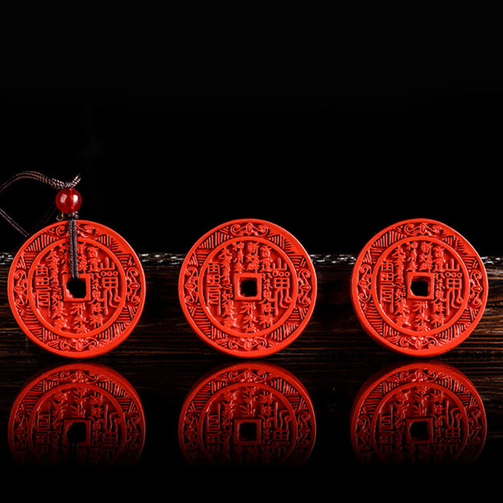 Buddha Stones Natural Cinnabar Mountain Ghosts Spend Money Bagua Design Blessing Necklace Pendant - image 6