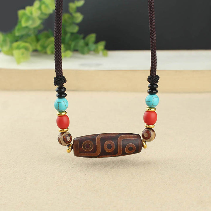 Buddha Stones Tibetan Nine-Eye Dzi Bead Three-eyed Dzi Bead Protection String Necklaces Pendant - image 9