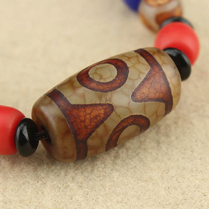 Buddha Stones Tibetan Nine-Eye Dzi Bead Three-eyed Dzi Bead Protection String Necklaces Pendant - image 15