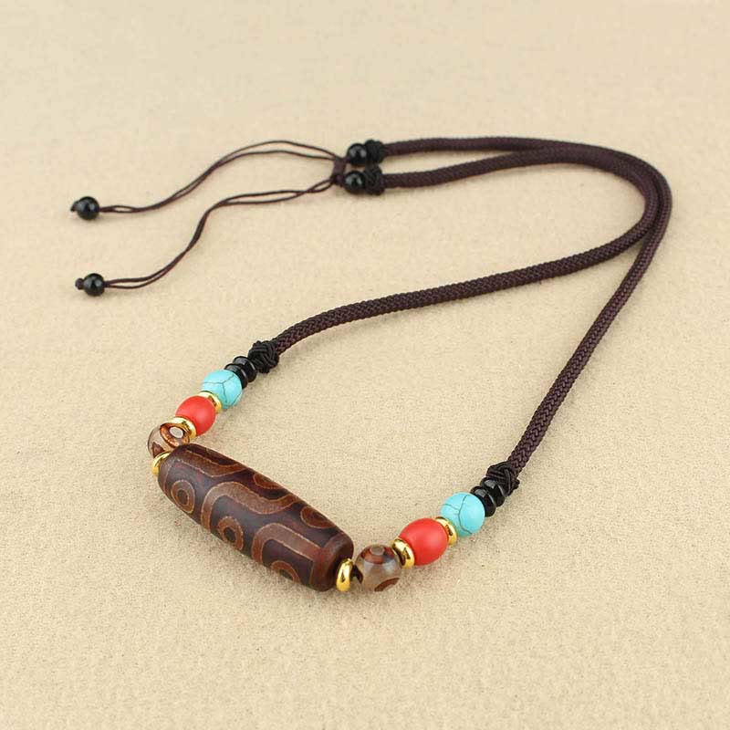 Buddha Stones Tibetan Nine-Eye Dzi Bead Three-eyed Dzi Bead Protection String Necklaces Pendant - image 8