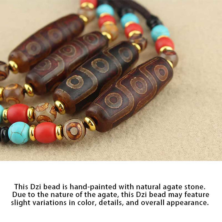 Buddha Stones Tibetan Nine-Eye Dzi Bead Three-eyed Dzi Bead Protection String Necklaces Pendant - image 4