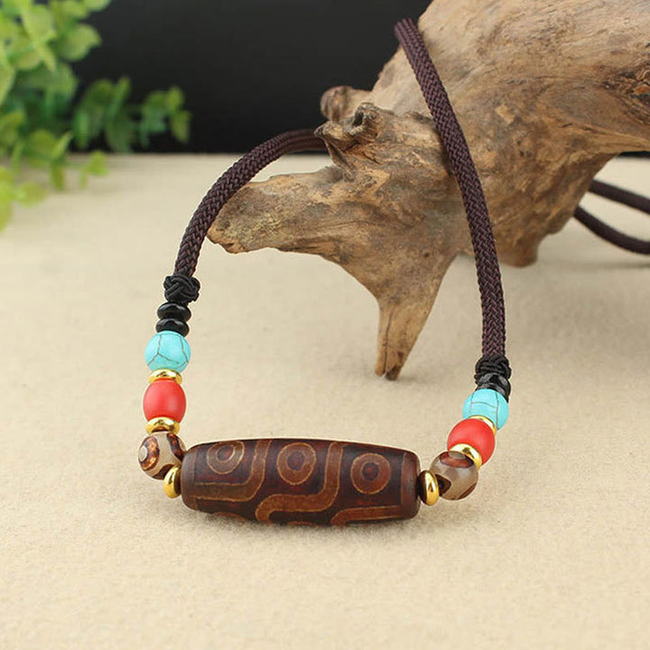 Buddha Stones Tibetan Nine-Eye Dzi Bead Three-eyed Dzi Bead Protection String Necklaces Pendant - image 3