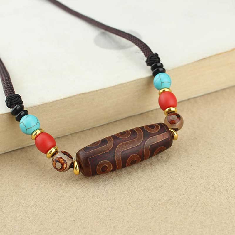 Buddha Stones Tibetan Nine-Eye Dzi Bead Three-eyed Dzi Bead Protection String Necklaces Pendant - image 10
