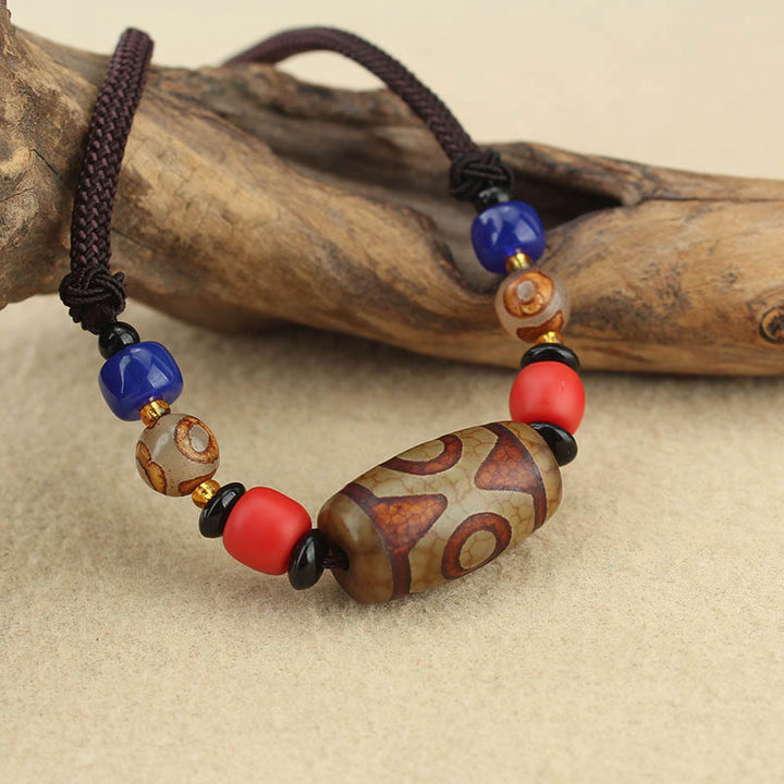 Buddha Stones Tibetan Nine-Eye Dzi Bead Three-eyed Dzi Bead Protection String Necklaces Pendant - image 14
