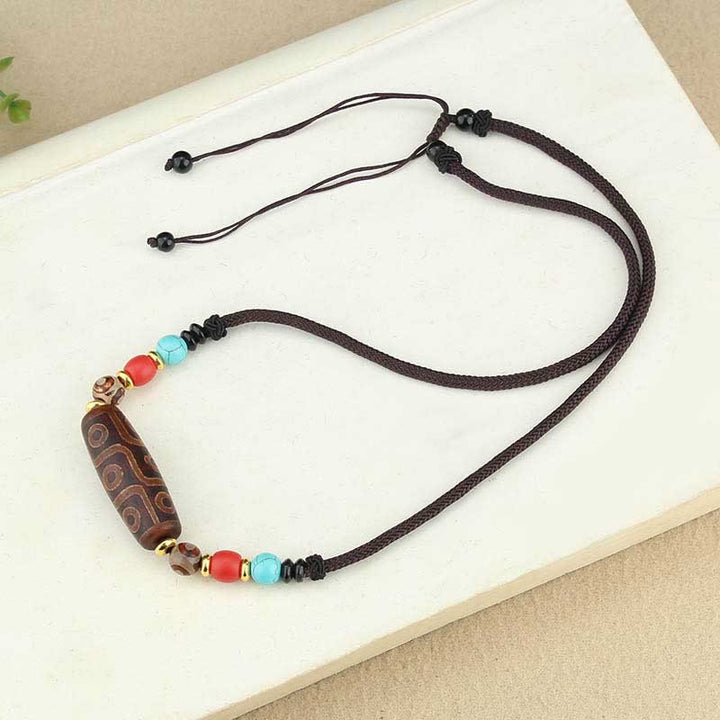 Buddha Stones Tibetan Nine-Eye Dzi Bead Three-eyed Dzi Bead Protection String Necklaces Pendant - image 11