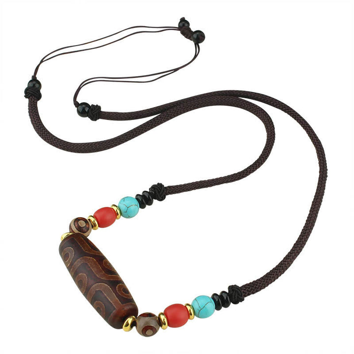 Buddha Stones Tibetan Nine-Eye Dzi Bead Three-eyed Dzi Bead Protection String Necklaces Pendant - image 12