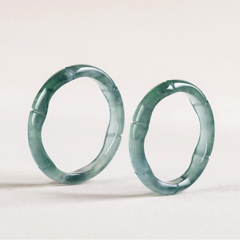 Buddha Stones Natural Jade Bamboo Prosperity Abundance Ring - image 10