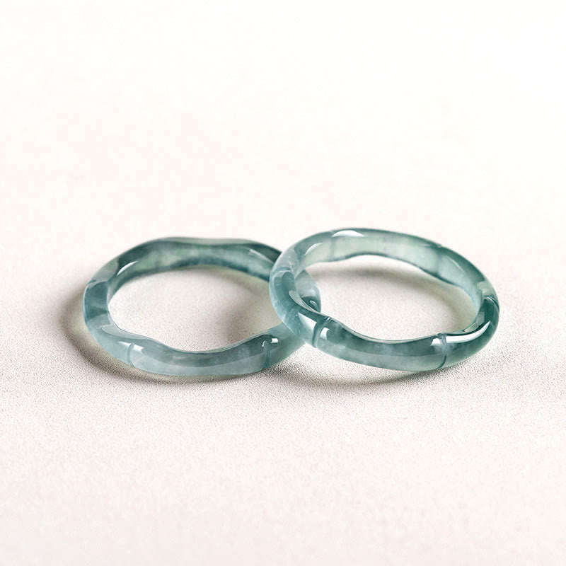 Buddha Stones Natural Jade Bamboo Prosperity Abundance Ring - image 11