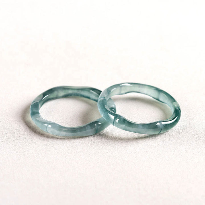 Buddha Stones Natural Jade Bamboo Prosperity Abundance Ring - image 11
