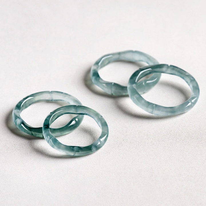 Buddha Stones Natural Jade Bamboo Prosperity Abundance Ring - image 15
