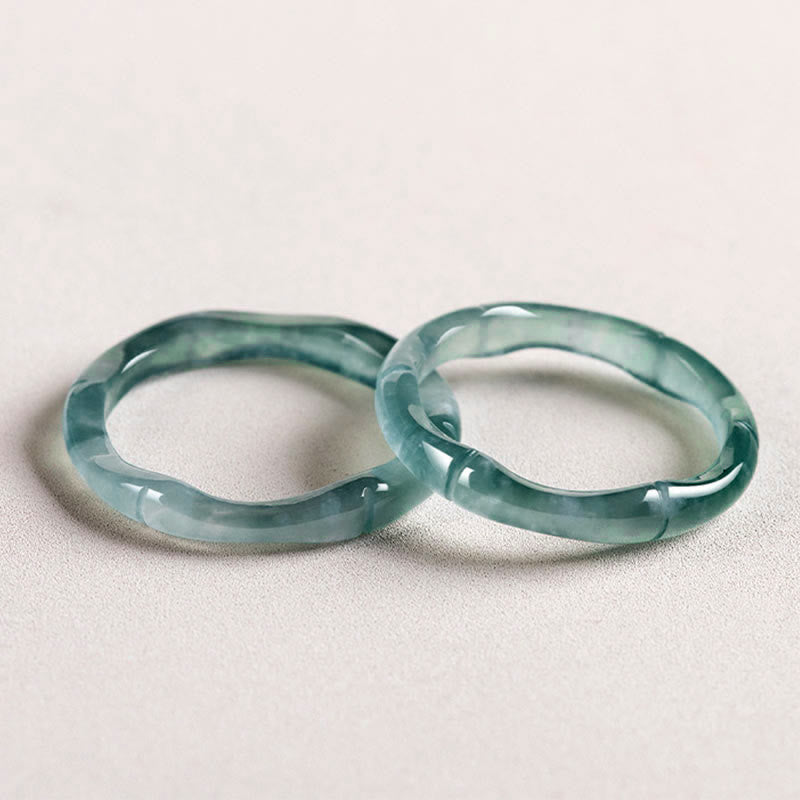 Buddha Stones Natural Jade Bamboo Prosperity Abundance Ring - image 14
