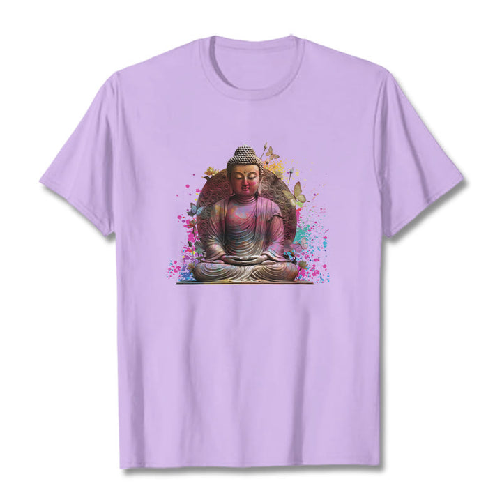 Buddha Stones Butterfly Meditation Buddha Tee T-shirt - Plum - 2XL - image 15