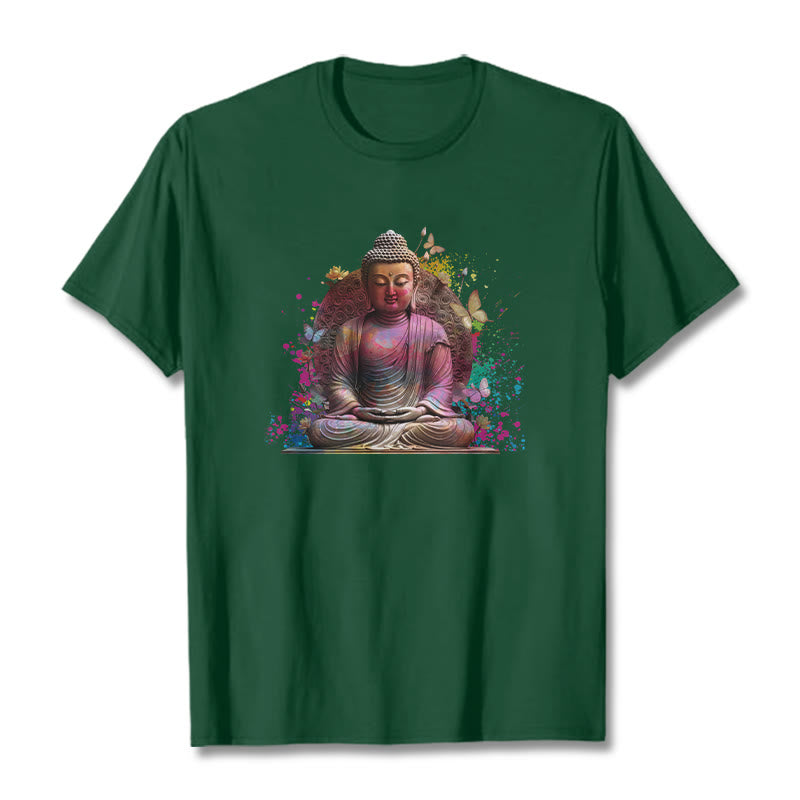 Buddha Stones Butterfly Meditation Buddha Tee T-shirt - ForestGreen - 2XL - image 9