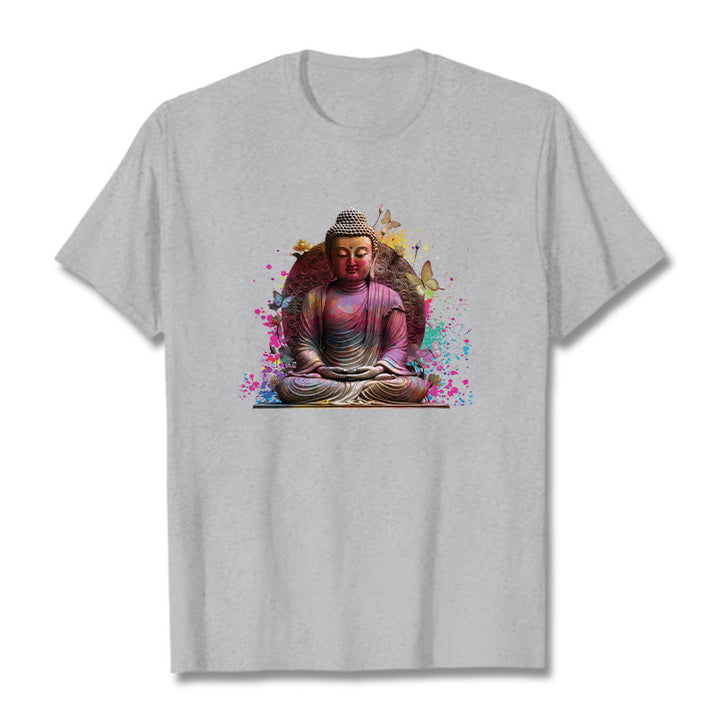 Buddha Stones Butterfly Meditation Buddha Tee T-shirt - LightGrey - 2XL - image 18