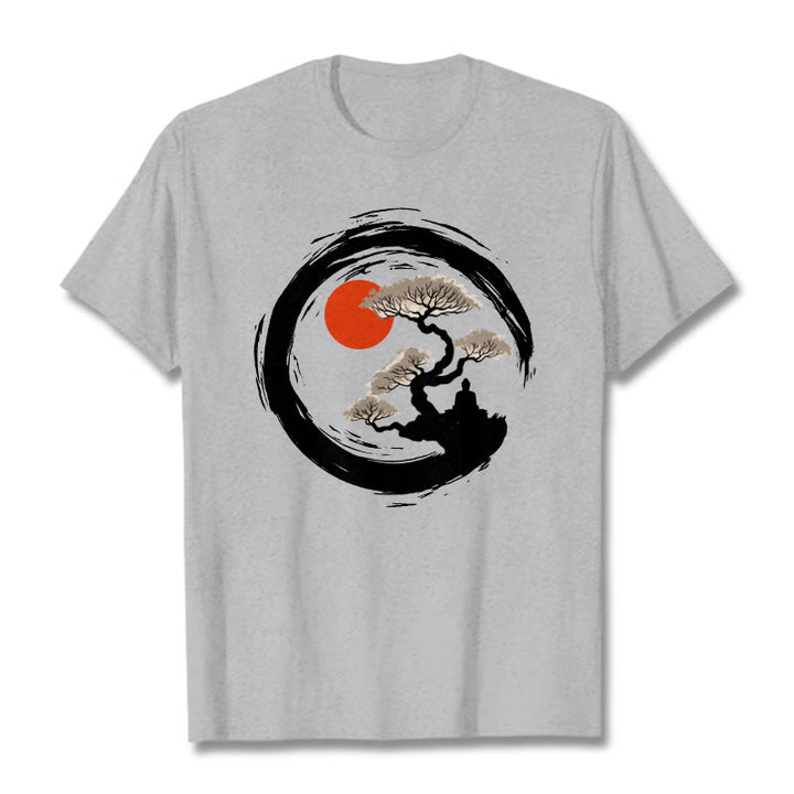 Buddha Stones Red Sun Pine Zen Circle Meditation Person Tee T-shirt - LightGrey - 2XL - image 19