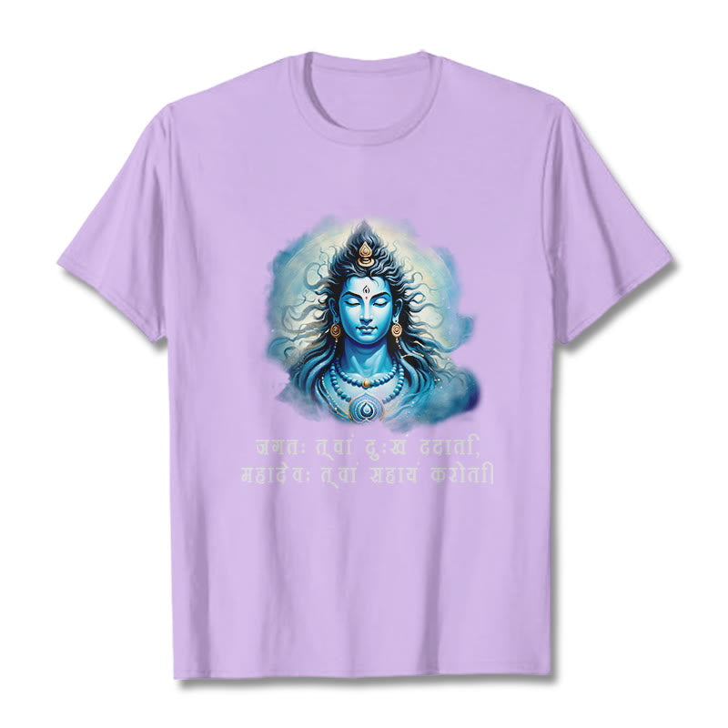 Buddha Stones Sanskrit Mahadev Comes To Your Aid Tee T-shirt - Plum - 2XL - image 15