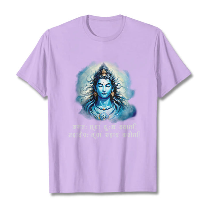 Buddha Stones Sanskrit Mahadev Comes To Your Aid Tee T-shirt - Plum - 2XL - image 15