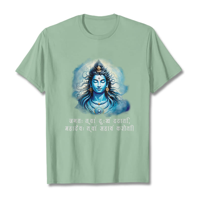 Buddha Stones Sanskrit Mahadev Comes To Your Aid Tee T-shirt - PaleGreen - 2XL - image 13