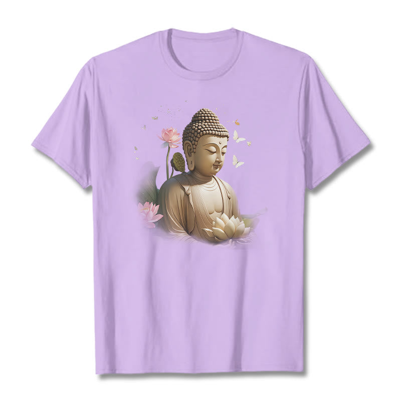 Buddha Stones Lotus Butterfly Meditation Buddha Tee T-shirt - Plum - 2XL - image 15